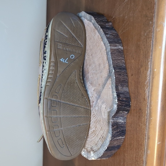 SPERRY TOP SIDER Tan Leather Sparkle Leopard Accents SZ 10 - Picture 9 of 10